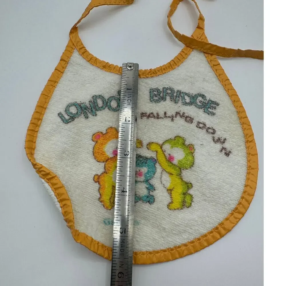 Vintage Gerber Baby Bib London Bridge Nursery Rhyme Bears Terry Vinyl‎ 1970s